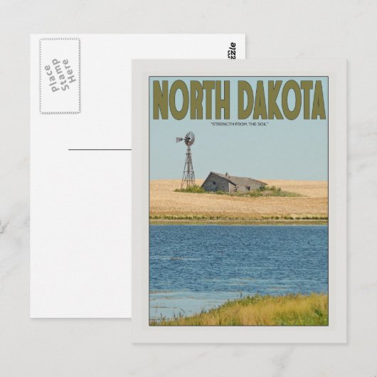 North Dakota - Old Farmstead - Green Briefkaart (Voorkant / Achterkant)