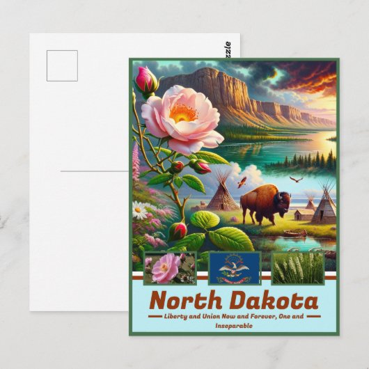 North Dakota Panorama: Schilderachtig reis Briefkaart (Voorkant / Achterkant)