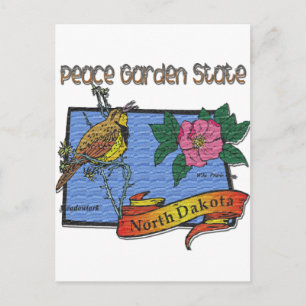 North Dakota Peace Garden State Lark Rose Briefkaart