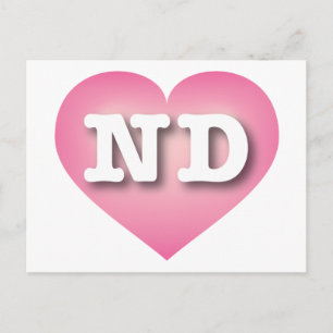 North Dakota Pink Fade Heart - Ik hou van ND Briefkaart