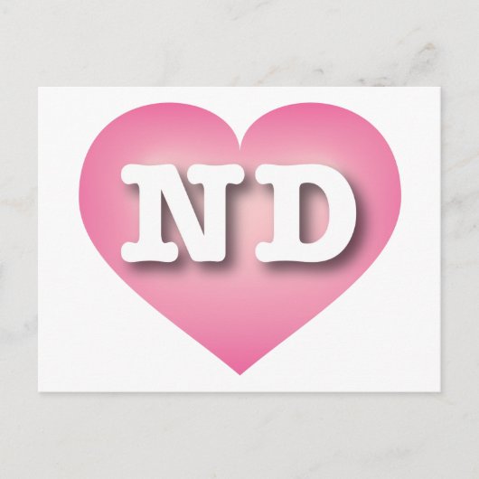 North Dakota Pink Fade Heart - Ik hou van ND Briefkaart (Voorkant)