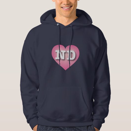 North Dakota Pink Fade Heart - Ik hou van ND Hoodie (Voorkant)