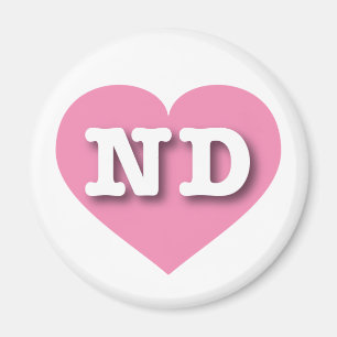 North Dakota Pink Heart - Ik hou van ND Magneet