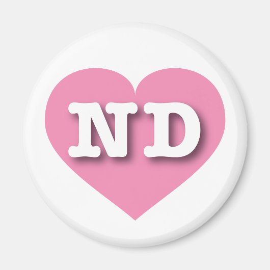 North Dakota Pink Heart - Ik hou van ND Magneet (Voorkant)