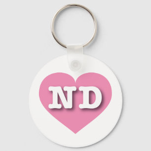 North Dakota Pink Heart - Ik hou van ND Sleutelhanger