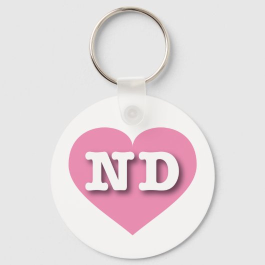 North Dakota Pink Heart - Ik hou van ND Sleutelhanger (Voorkant)