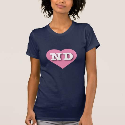 North Dakota Pink Heart - Ik hou van ND T-shirt (Voorkant)