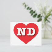 North Dakota Red Heart - Ik hou van ND Briefkaart (Staand voorkant)