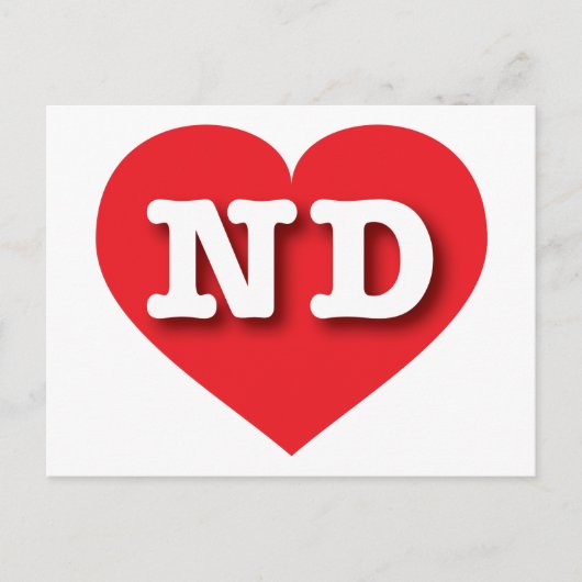 North Dakota Red Heart - Ik hou van ND Briefkaart (Voorkant)
