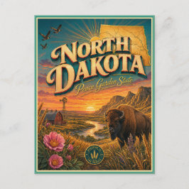 North Dakota Retro Reis Souvenir Prentbriefkaart Briefkaart