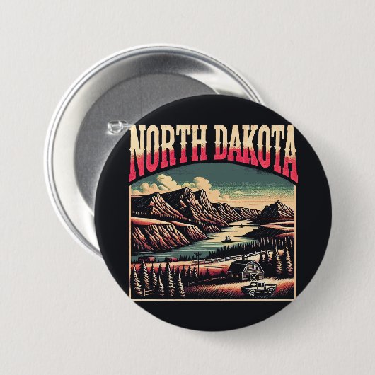 North Dakota Ronde Button 7,6 Cm (Voorkant /achterkant)
