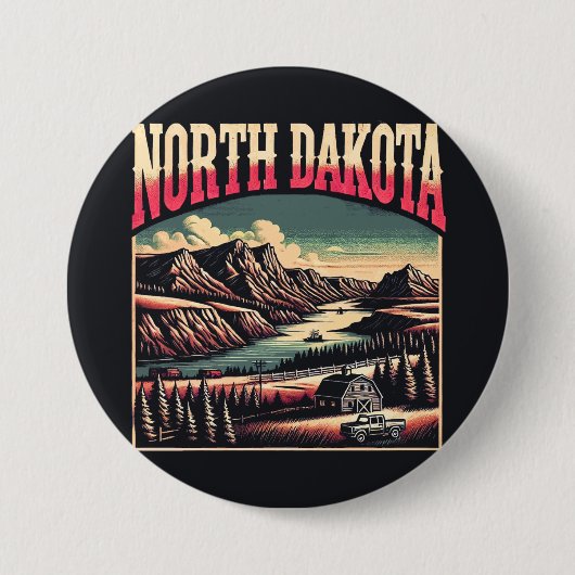 North Dakota Ronde Button 7,6 Cm (Voorkant)
