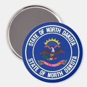 North Dakota Round Emblem Magneet (Voorkant / Achterkant)