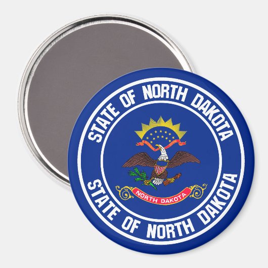 North Dakota Round Emblem Magneet (Voorkant / Achterkant)