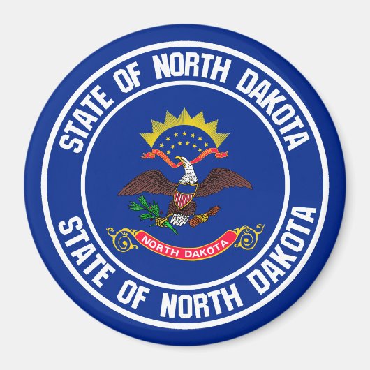 North Dakota Round Emblem Magneet (Voorkant)