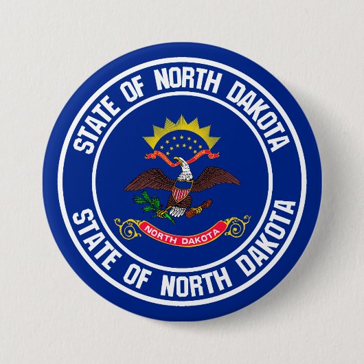 North Dakota Round Emblem Ronde Button 7,6 Cm (Voorkant)