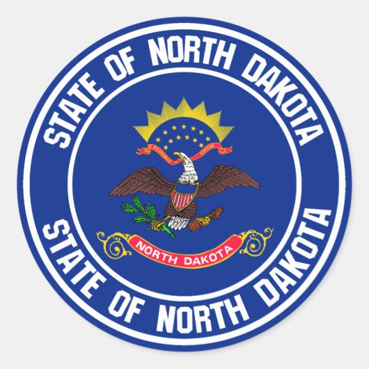 North Dakota Round Emblem Ronde Sticker (Voorkant)