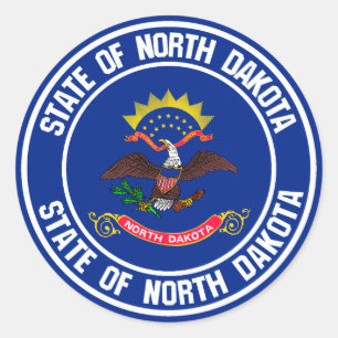 North Dakota Round Emblem Ronde Sticker
