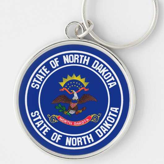 North Dakota Round Emblem Sleutelhanger (Voorkant)