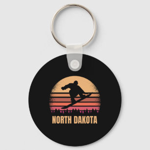 North Dakota Snowboarding en Boarder Retro Sleutelhanger