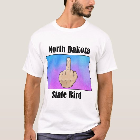 North Dakota staat vogel t-shirt middelvinger (Voorkant)