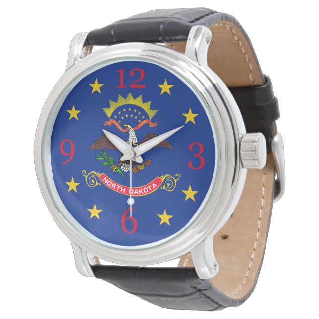North Dakota State Flag Watch Design Horloge (Gekanteld)