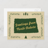 North Dakota State Kerstvakantie Groeten Feestdagenkaart (Voorkant / Achterkant)