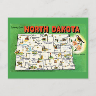 North Dakota State Map Briefkaart