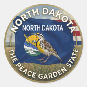 North Dakota State Trots ✦ Peace Garden Erfgoed Ronde Sticker