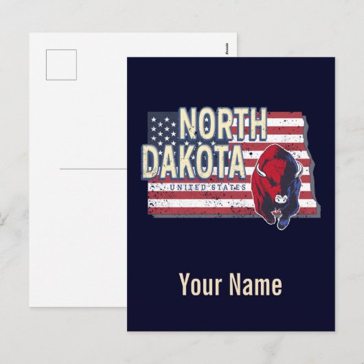 North Dakota State United States Retro Map  Feestdagenkaart (Voorkant / Achterkant)