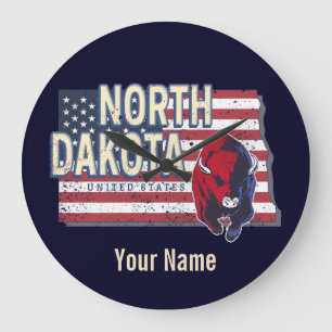 North Dakota State United States Retro Map  Grote Klok