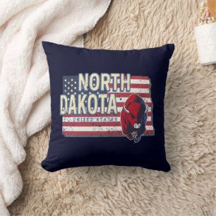 North Dakota State United States Retro Map  Kussen