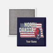 North Dakota State United States Retro Map Magneet (Voorkant / Achterkant)