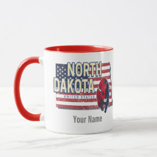 North Dakota State United States Retro Map  Mok