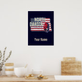 North Dakota State United States Retro Map Poster (Keuken)