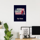 North Dakota State United States Retro Map Poster (Thuiskantoor)
