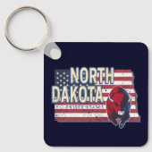 North Dakota State United States Retro Map  Sleutelhanger (Voorkant)