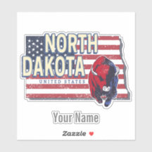 North Dakota State United States Retro Map 