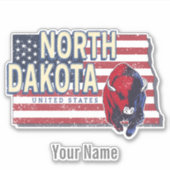 North Dakota State United States Retro Map  Sticker (Voorkant)
