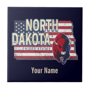 North Dakota State United States Retro Map Tegeltje