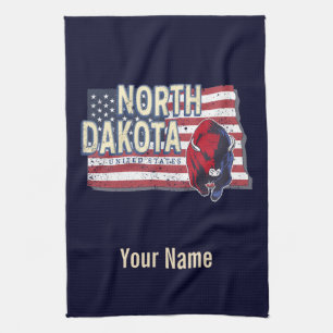 North Dakota State United States Retro Map  Theedoek