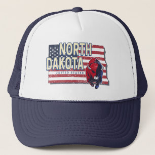 North Dakota State United States Retro Map  Trucker Pet