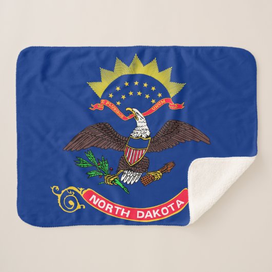 North Dakota State Vlag Print Patriottisch Sherpa Deken (Voorkant (horizontaal))