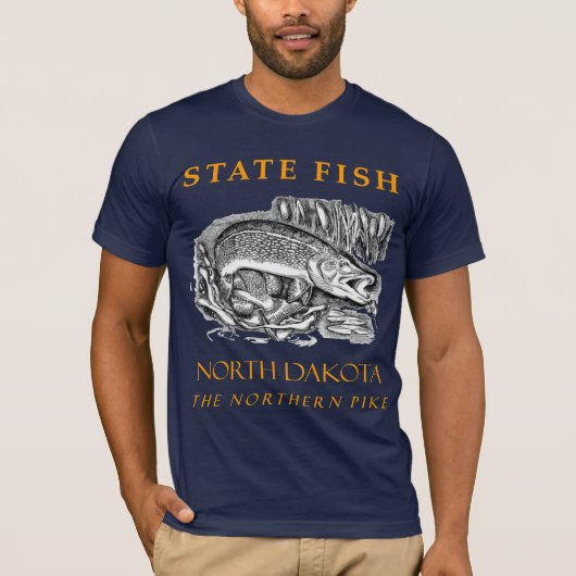North Dakota Territory De Noordelijke snoek Vis T-shirt (Voorkant)