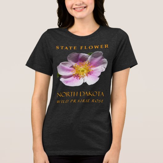 North Dakota Territory Flower Wild Prarie Roos Tri-Blend Shirt (Voorkant)