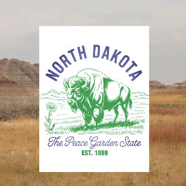 North Dakota The Peace Garden State Est. 1889 Briefkaart