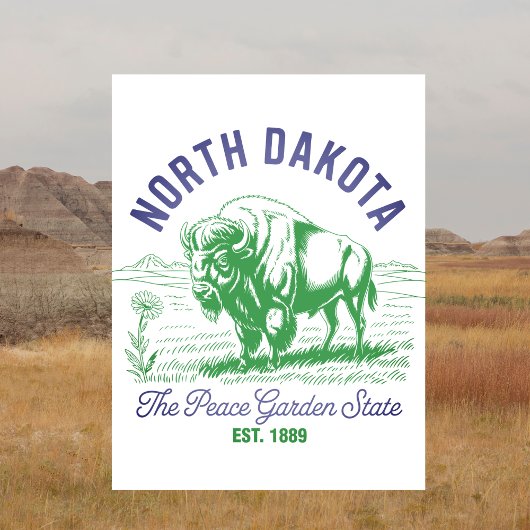 North Dakota The Peace Garden State Est. 1889 Briefkaart