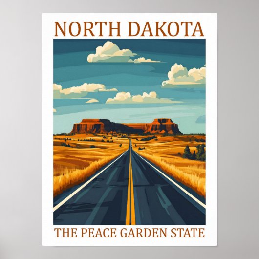 North Dakota the Peace Garden State USA Travel  Poster (Voorkant)