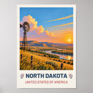 North Dakota USA – Oude Reisposter Poster