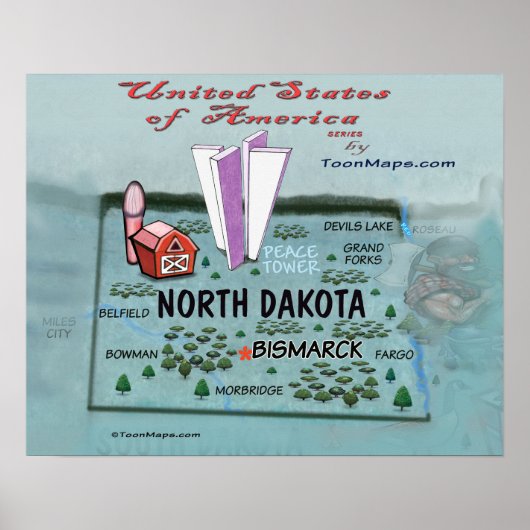 North Dakota USA Poster (Voorkant)